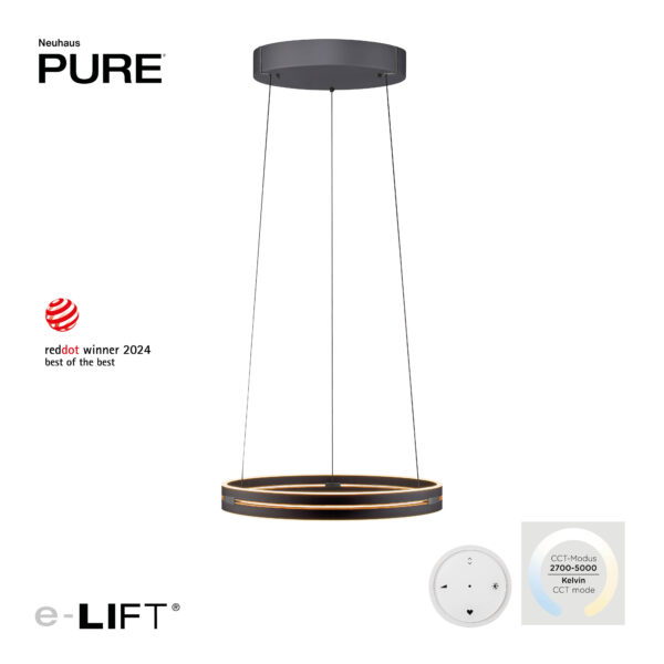 Hanglamp Pure E-Loop Zwart/Hout Ø 50 cm