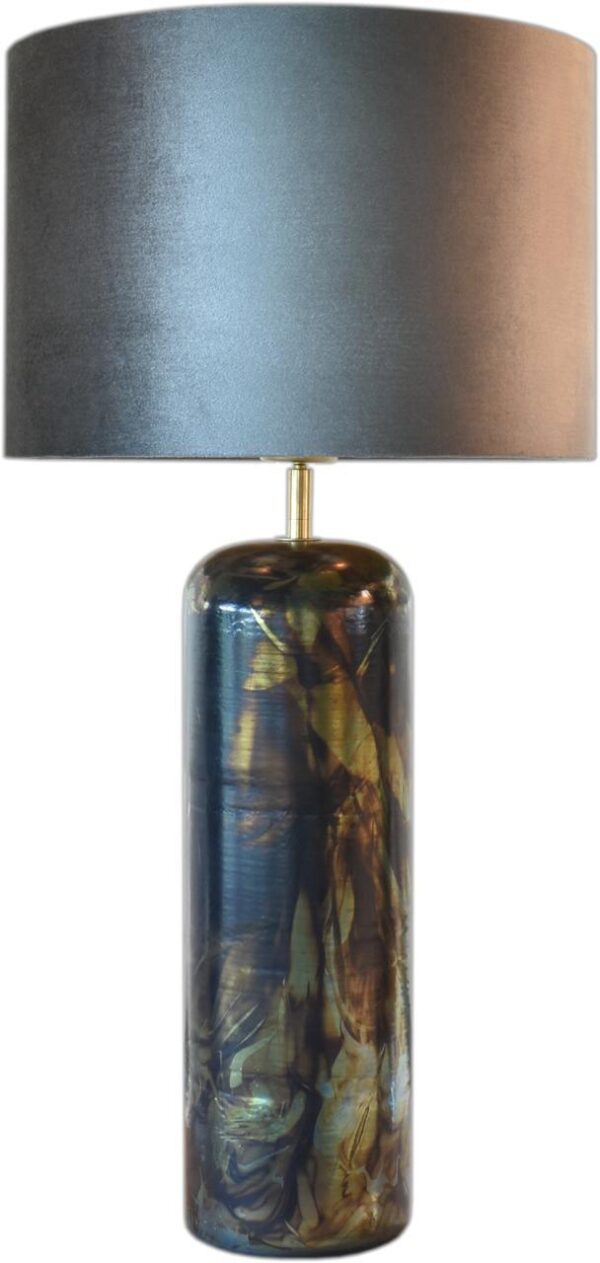 Tafellamp Raku Cilinder round black silver groot