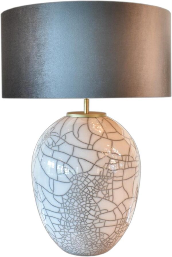 Tafellamp Raku Elegance white crackled groot