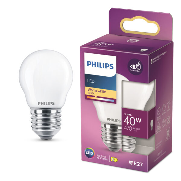 Philips LED E27 Kogellamp Mat glas - 40W - Warmwit licht
