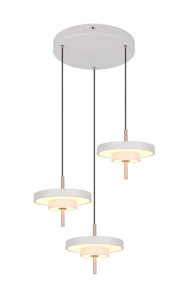 Hanglamp Keaton 3-lichts Lichtgrijs Rond