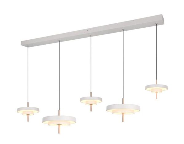 Hanglamp Keaton 5-lichts Lichtgrijs Recht