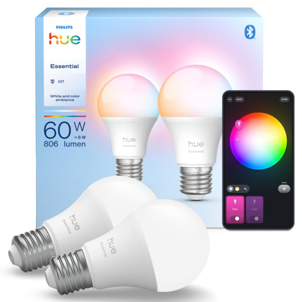 Philips Hue Essential A60 Standaard White And Color E27 2-pack