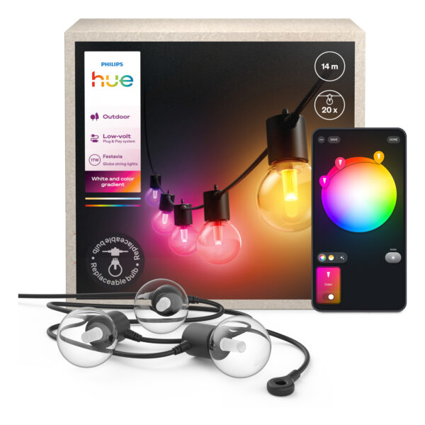 Philips Hue Festavia Globe lichtsnoer – 14 meter – 20 lampen