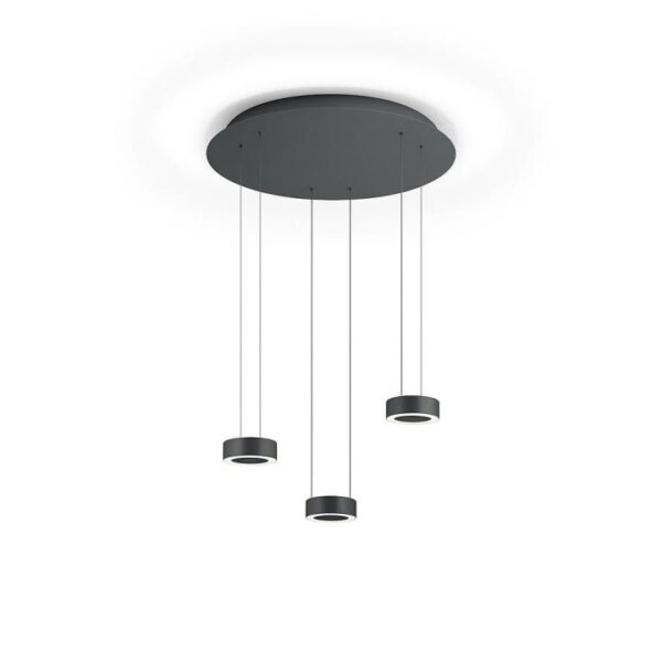 Hanglamp Zera-Rondo 3-lichts Antraciet