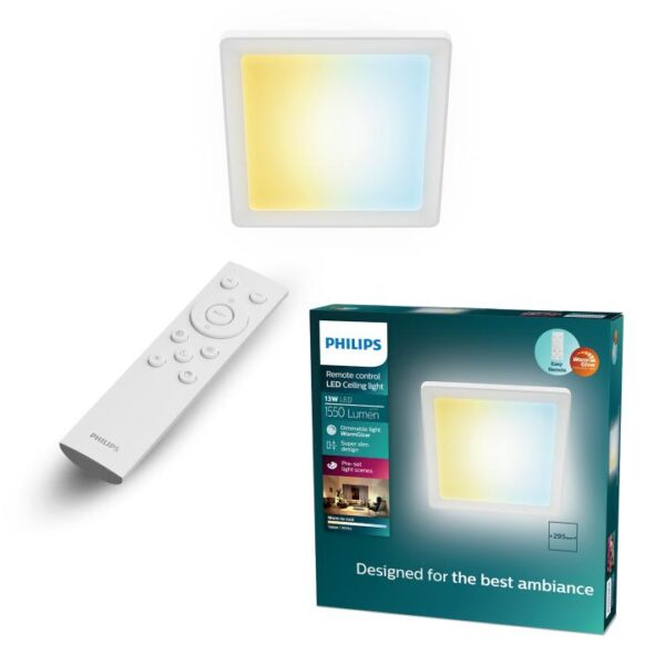 Philips Plafondlamp Valen Vierkant Wit 29,5 cm (incl. afstandsbediening)