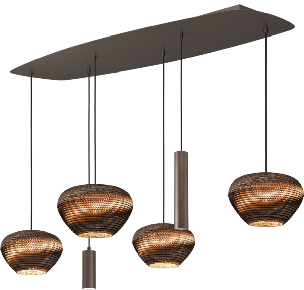 Hanglamp Cartone 6-lichts Cacao Deens Ovaal