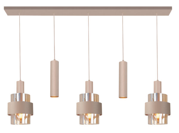 Hanglamp Marrone 5-lichts Recht Zand/Amber