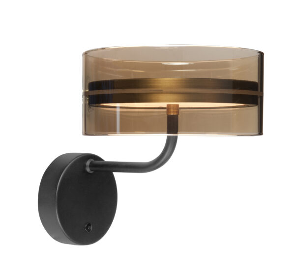 Wandlamp Enzo Brons/Amber Glas