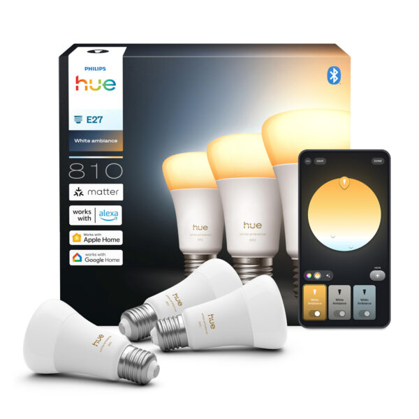 Philips Hue White Ambiance E27 - A60 lamp 810 3-pack